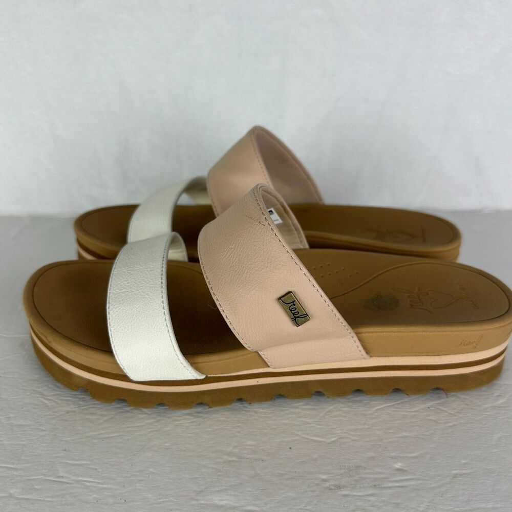 Reef Womens Banded Horizon Hi Sandal Size 9 Beige Platform Strappy Slip On